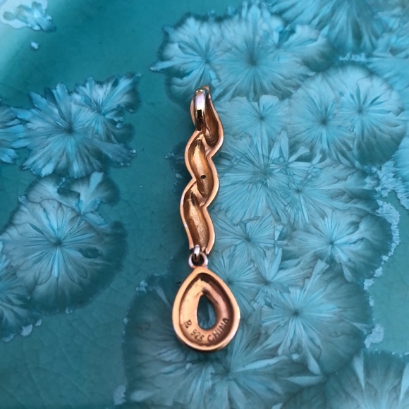 Gold Over Sterling and Sterling Necklace Pendant With Blue and Clear Stones - Picture 5 of 11